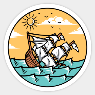 ship sinking in the ocean Sticker